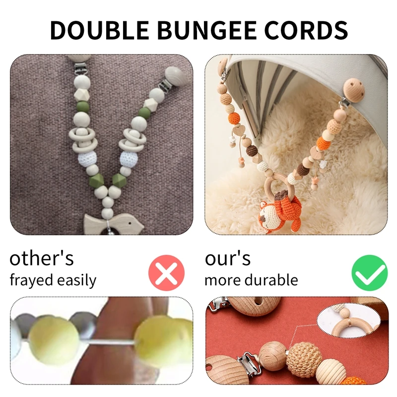 Juguetes de madera para cochecito de bebé, sonajero colgante para cama de elefante, pulsera de cuentas colgante de Animal de ganchillo, sonajero móvil para cuna de bebé - imagen 4