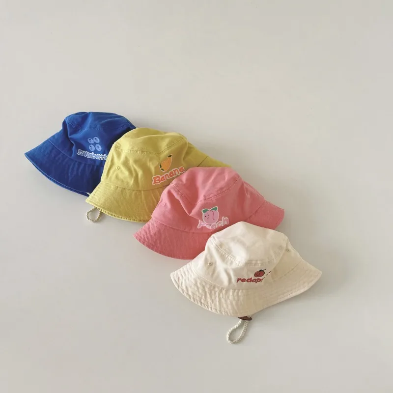 1 pieza dulce sombrero de cubo de fruta de dibujos animados para niños niño niña moda coreana niños sombrero de pescadores Primavera Verano viaje sombrilla sombrero - imagen 2