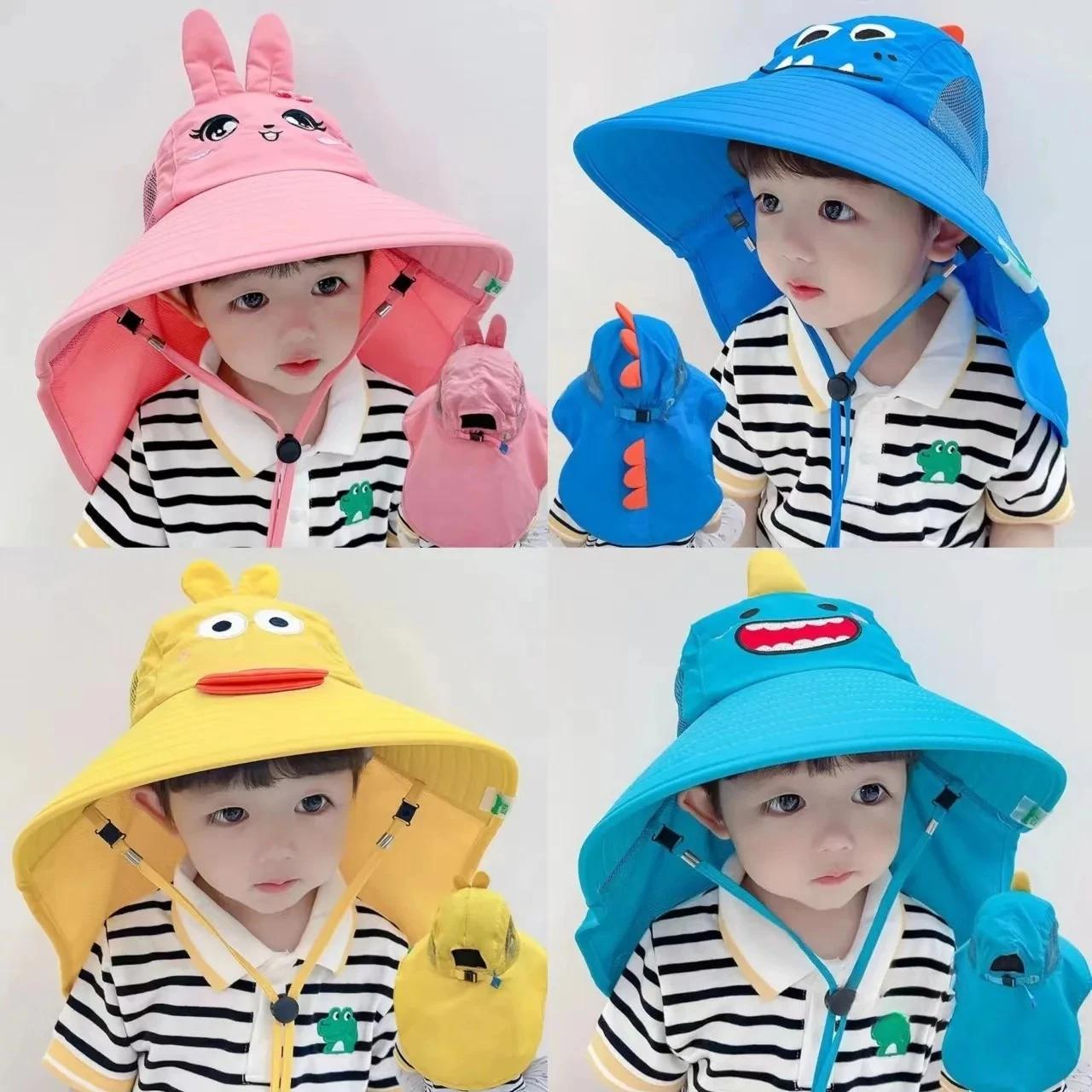 Sombrero de verano al aire libre para niños, sombrero para el sol, cubierta para la oreja y el cuello, protección solar, gorros de playa, gorra con solapa para niños y niñas - imagen 4