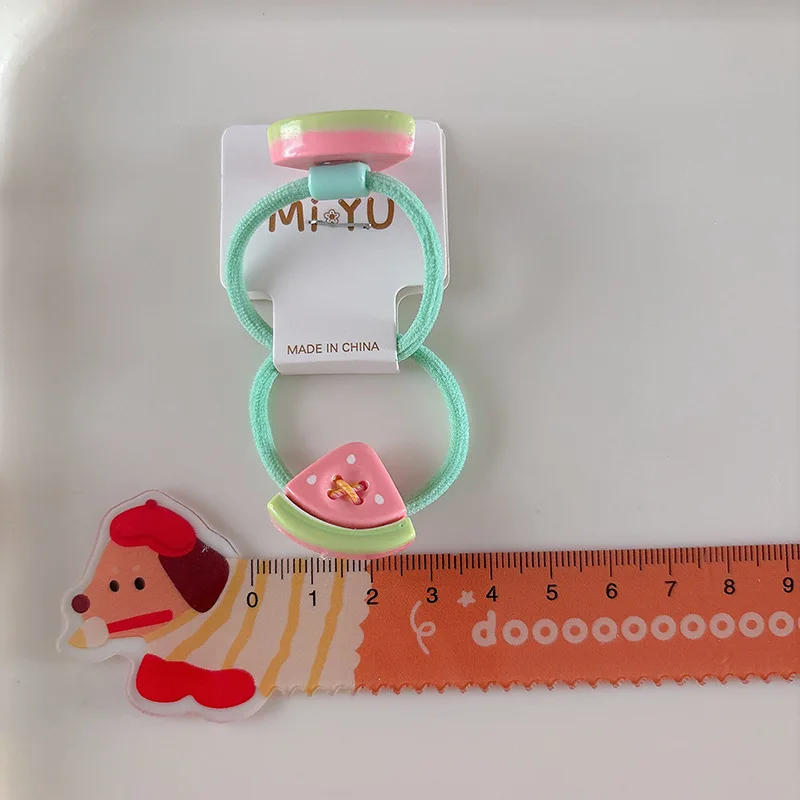 Diademas elásticas de frutas de dibujos animados para niñas, pelo trenzado de verano, cuerdas para el cabello de Color caramelo, diadema de princesa, accesorios para el cabello, 2 uds. - imagen 4