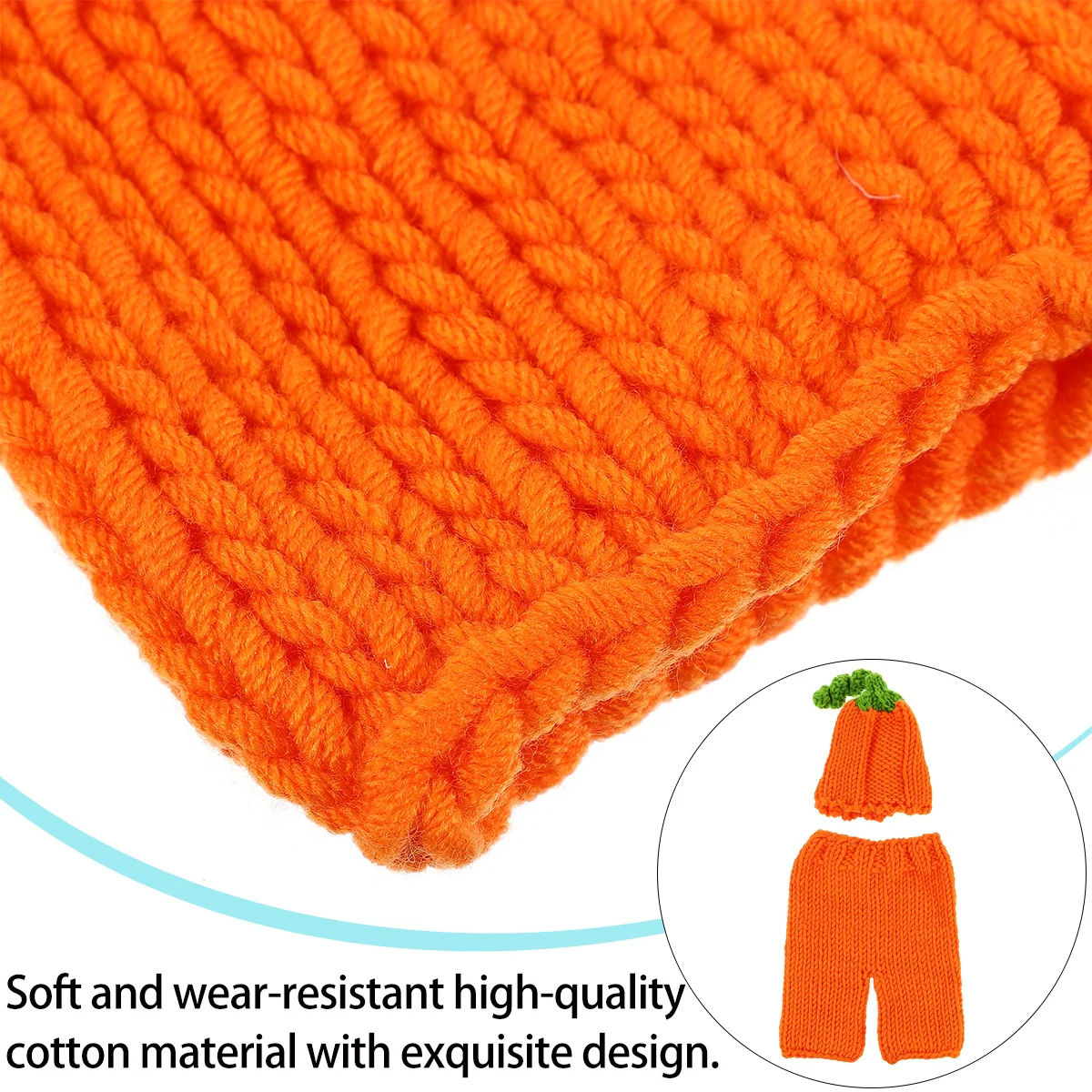 1 Juego de ropa tejida de calabaza para bebé, disfraz de algodón naranja para fotografía de recién nacido, accesorios para fotos de bebé, traje de Halloween, disfraz de Halloween - imagen 2
