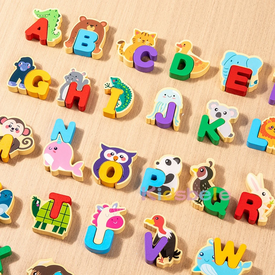 Rompecabezas de madera alfabeto Montessori juguete educativo - imagen 3