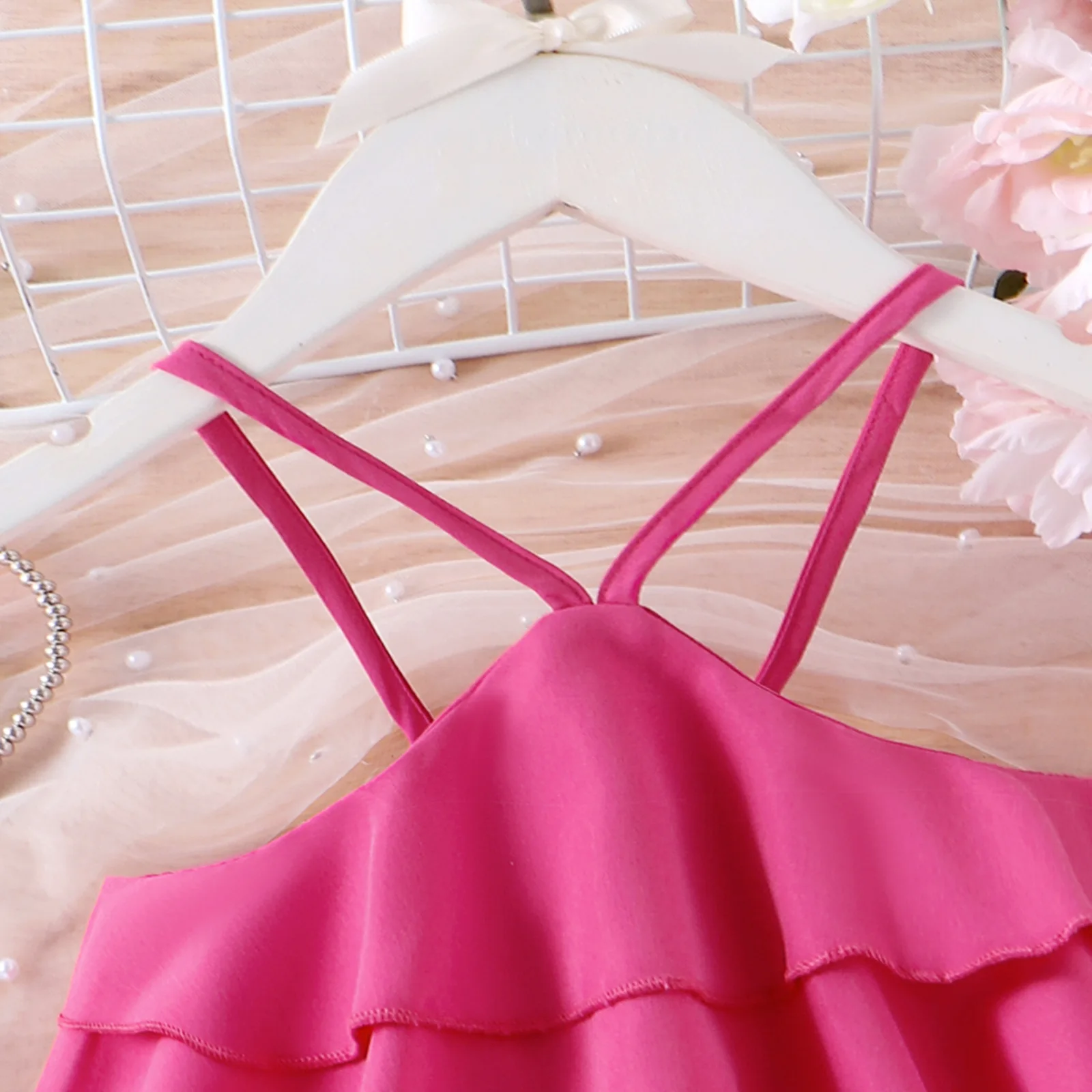 Conjuntos de ropa de verano para niñas de 3 piezas, Tops lisos sin mangas a la moda coreana para bebés, pantalones cortos de flores de mezclilla y cinturón, ropa de Boutique para niños B051 - imagen 4