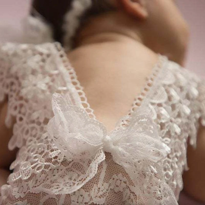 M76C 2 PCS/SET 0-1 MONTH PUNTOS FOTOGRAFÍA DEL CRIMABLE CROWN CROWN DADA LACE HOLCO OUT Bodysuits - imagen 4