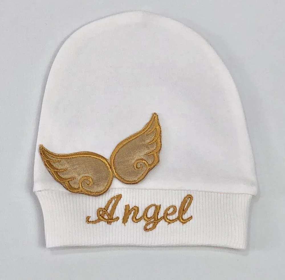 Dollbling, 4 Uds., trajes con alas, cualquier nombre, conjunto de regalo personalizado con bordado de madera dulce, pijamas para bebé, sombrero, vestido Ceremonial de bienvenida a casa - imagen 5