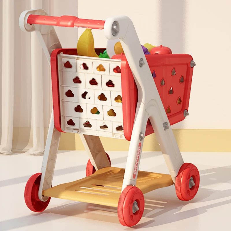 Carrito de compras de juguete para bebé, carrito pequeño para niños, casa de juegos, corte de fruta, música, cocina, supermercado, hombres y niñas - imagen 2