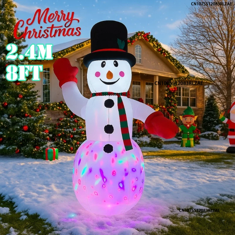 2,4 M/8 pies fiesta de Navidad vacaciones decoraciones DIY modelo inflable cara sonriente muñeco de nieve Navidad decoración de jardín al aire libre accesorios de patio