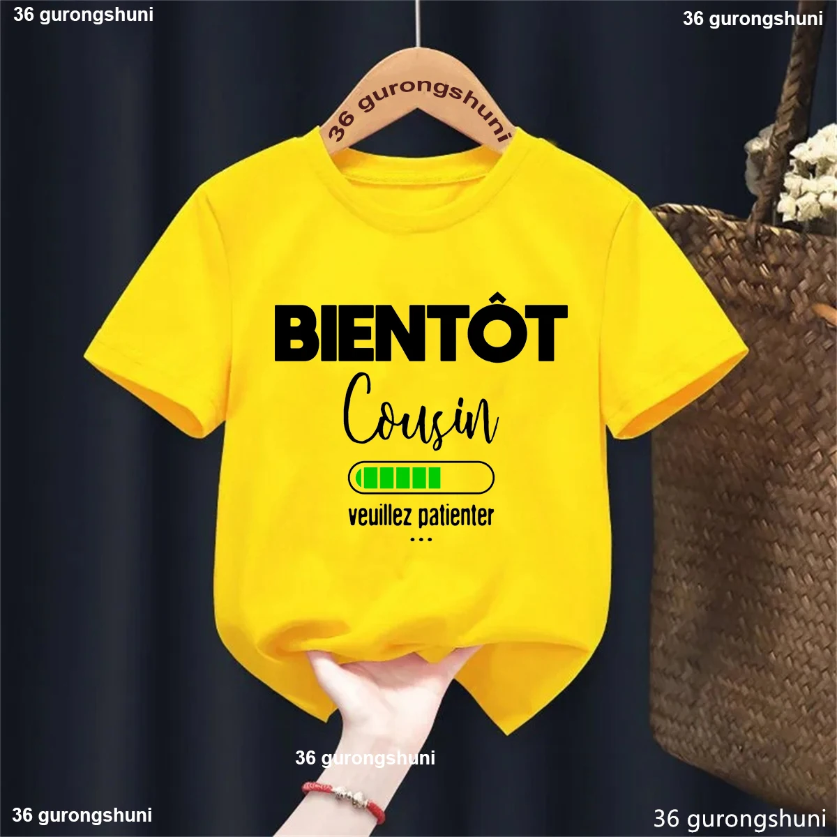 Camiseta con estampado Being Cousin Loading Please Wait, camiseta de anuncio de embarazo para niñas/niños, ropa divertida para niños, camiseta para niños pequeños - imagen 5