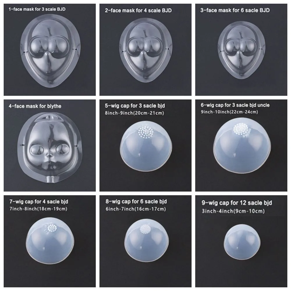 1/12 1/8 1/6 1/4 cabeza transparente silicona peluca tapa cubierta de protección maquillaje cubierta de protección transparente para muñeca BJD 2023 nuevo