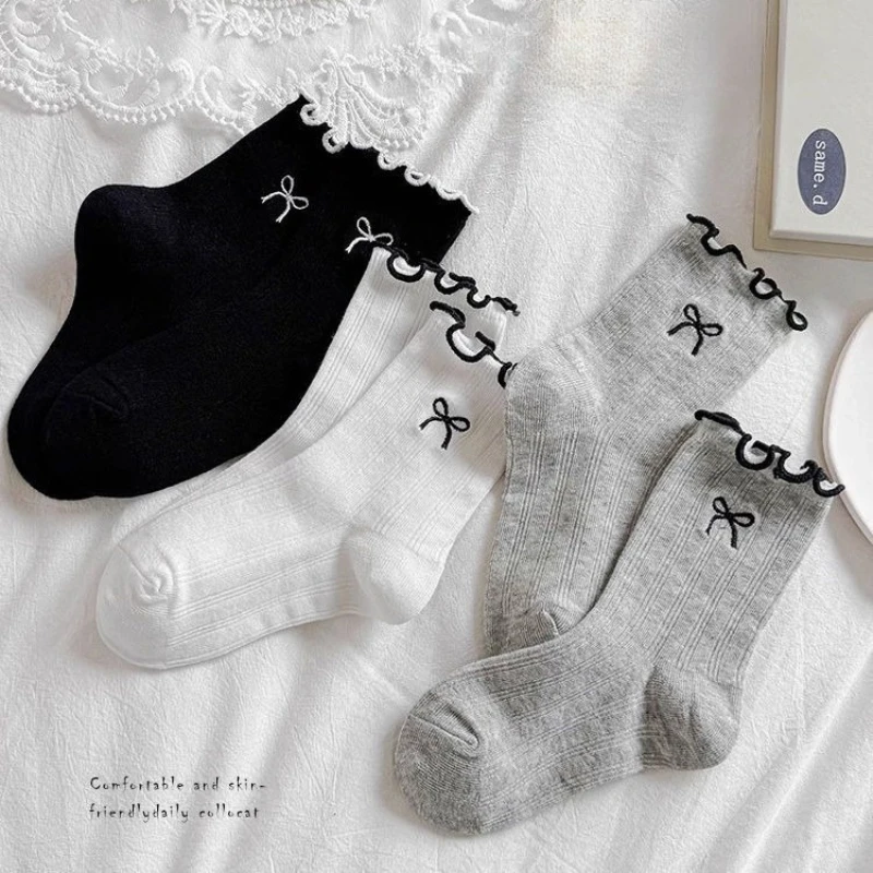Calcetines para niñas estilo coreano de algodón con volantes y encaje - imagen 4