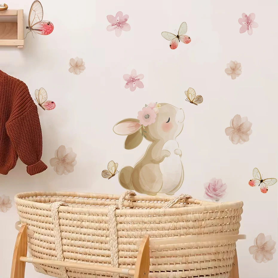 Pegatinas de pared con mariposas y flores para habitación infantil - imagen 3