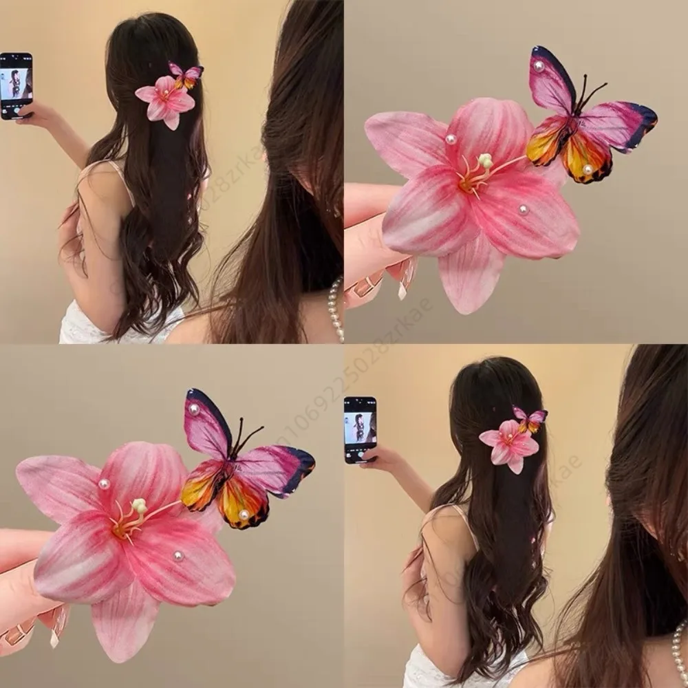 Pinzas para el pelo niña con flores lirio – Horquilla bohemia - imagen 3
