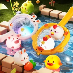 Flotador de baño con animales LED para bebé – Juguete suave e inductivo