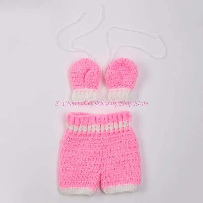 85AE fotografía bebé recién nacido accesorio fotografía disfraz guantes boxeo pantalones cortos tejido ganchillo - imagen 3