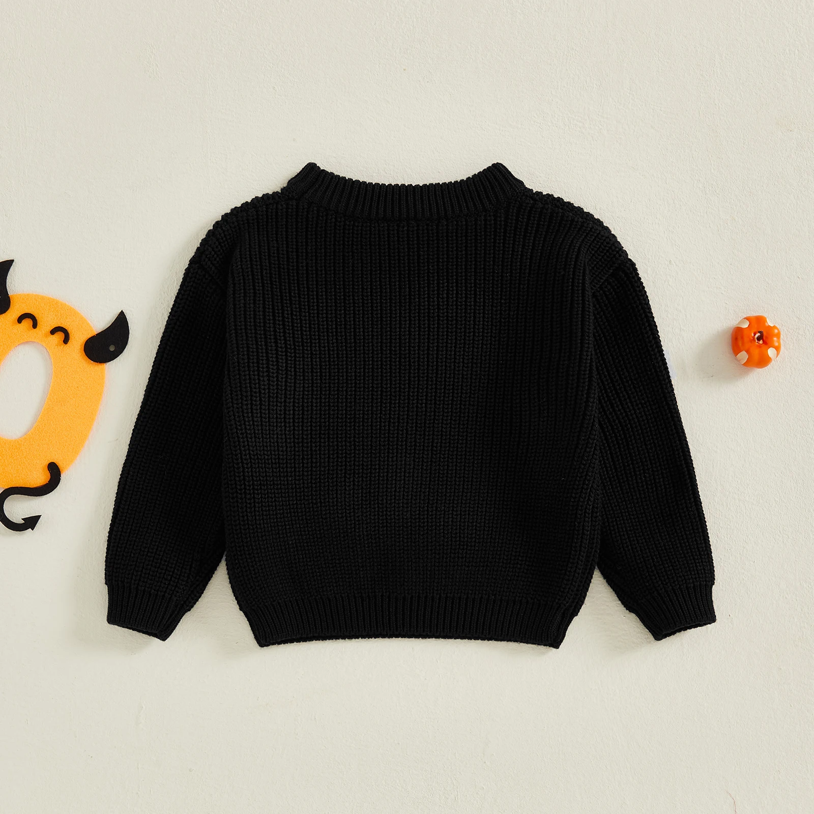 VISgogo Suéter de Halloween para bebé, manga larga, cuello redondo, fantasma, suéter de punto cálido para invierno, ropa infantil para niñas y niños - imagen 3