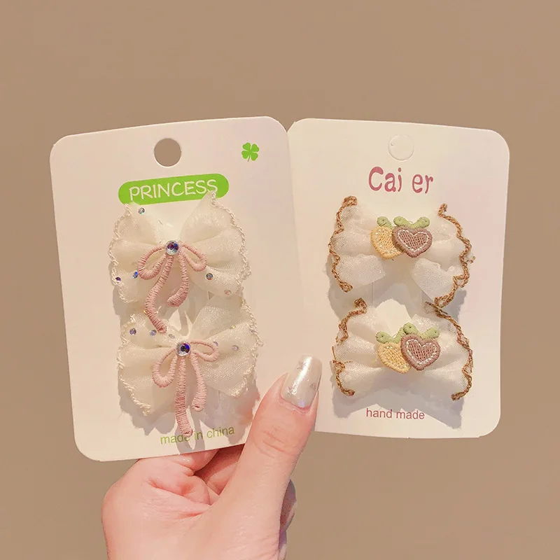 Dulce niños encaje bordado flor arco horquilla lateral flequillo Clip sombreros de bebé niñas niños accesorios para el cabello - imagen 3