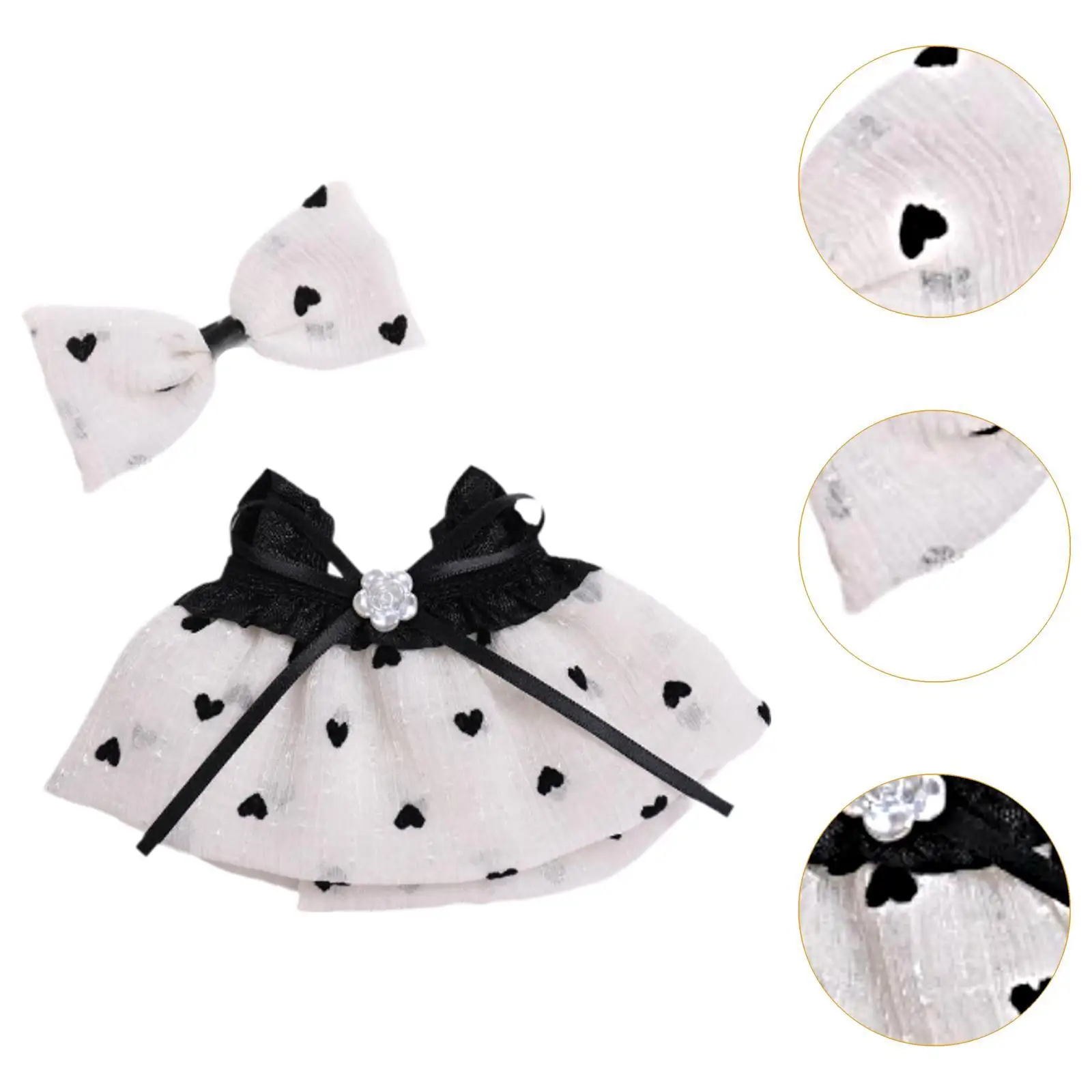 2 Pieces Dolls Dress and Bow Hairpin Accs Costume Miniature Clothes Outfits for 15-17cm Dolls Girl Dolls Dress up New Year Gifts