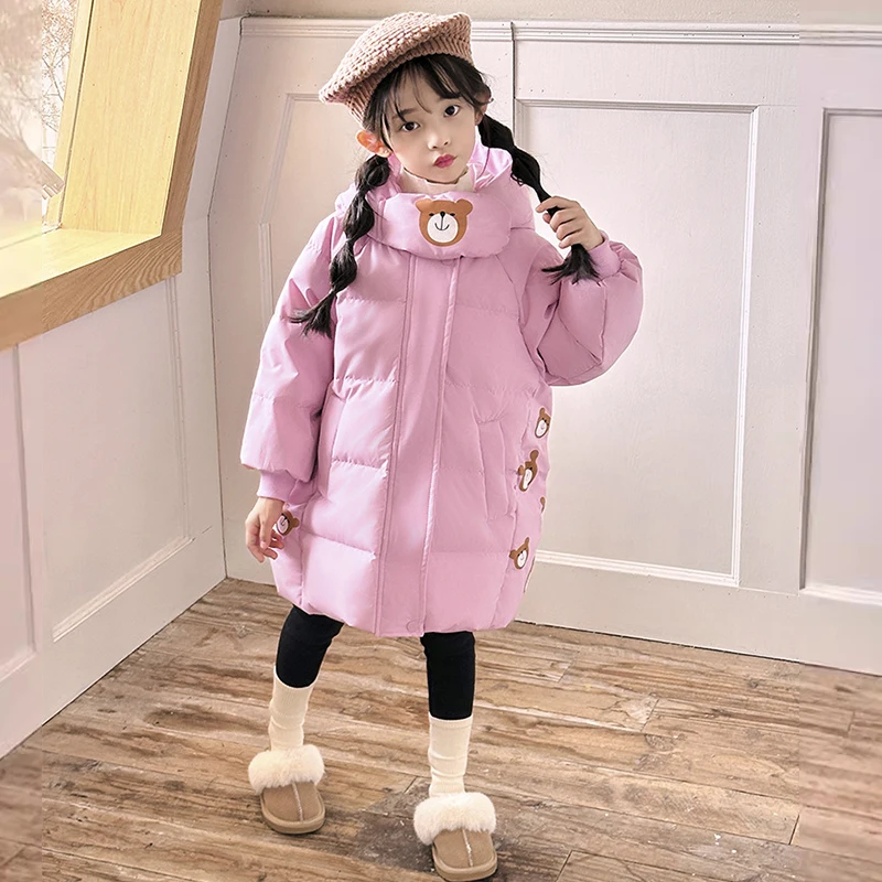 Chaqueta acolchada para niña con capucha de oso - imagen 3
