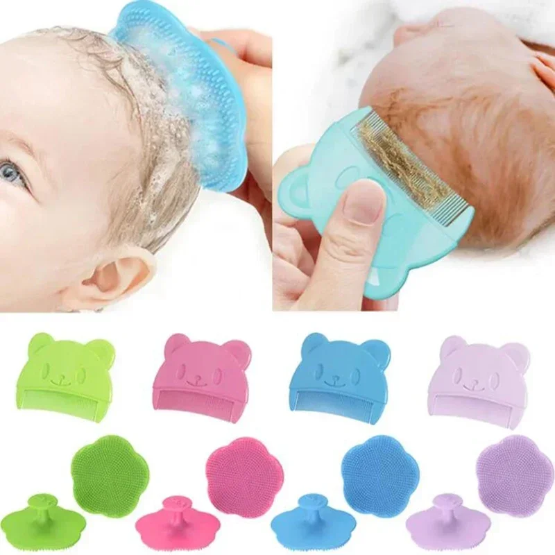Peine suave para bebé, peine para cabeza Fetal para recién nacido, cepillo masajeador de cabeza de silicona, accesorios para el cuidado del bebé, suministros de Limpieza del cabello