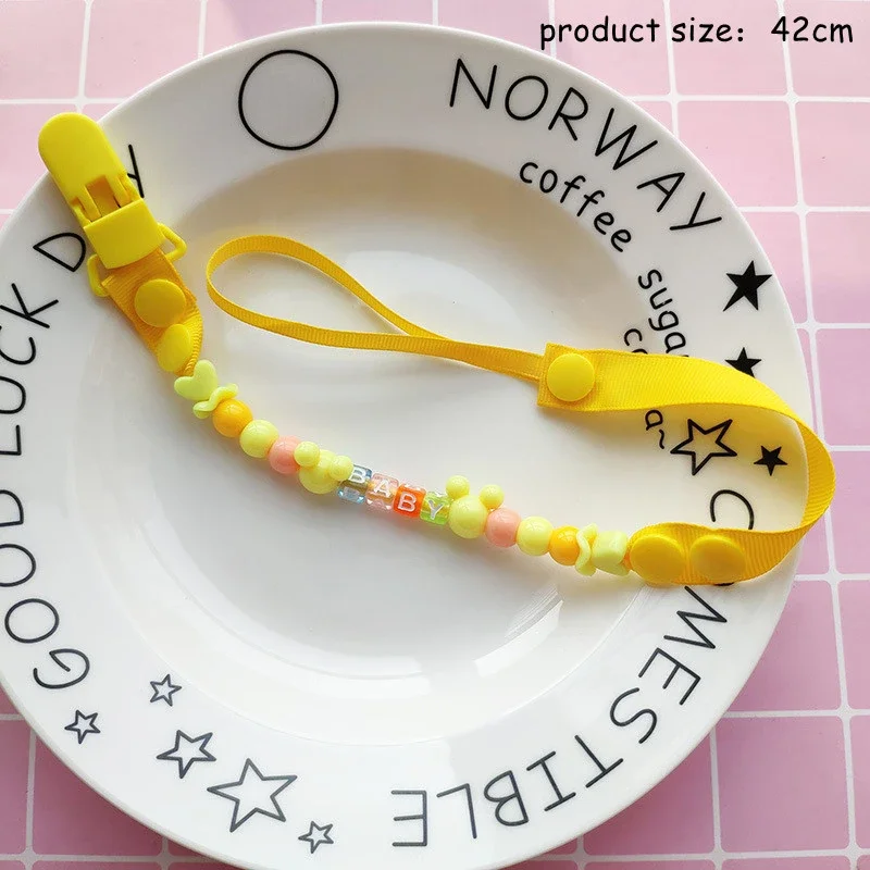 Chupete con cuentas bonitas para bebé, Clips para correa, cadena simulada ajustable, chupete para la dentición del pezón, mordedor anticaída, soporte para chupete - imagen 5