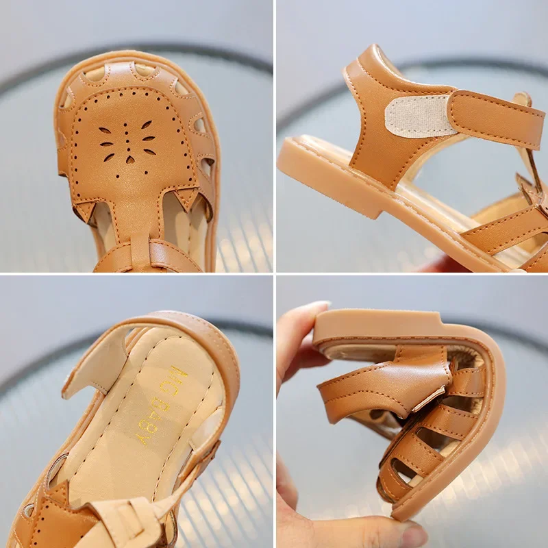 Sandalias bonitas para niña, novedad de verano, fondo suave para niñas, zapatos de 1 a 6 años, moda hueca de cuero PU - imagen 2