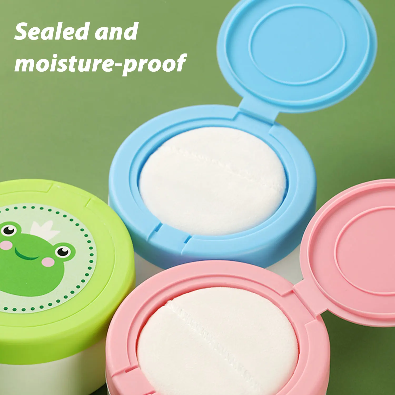 Caja de polvo para bebé, caja de polvo portátil para calor espinoso, caja de polvo para eliminar el calor espinoso con juego de esponjoso para polvos - imagen 4