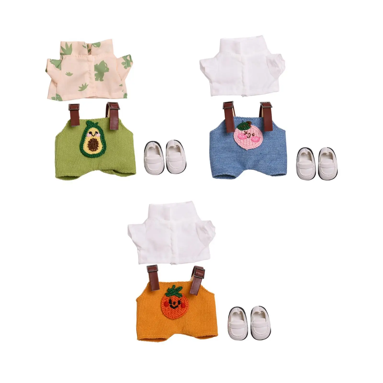 15cm 17cm Doll Apparel for Plush Figures, Outfit Set with Footwear