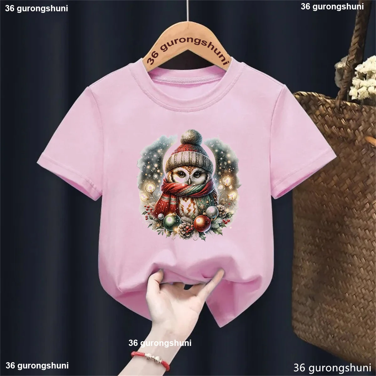 Camiseta con estampado de pingüino de acuarela para niñas/niños, camiseta divertida de pájaros/búho, ropa Kawaii para niños, camisa Harajuku, ropa para niños - imagen 4