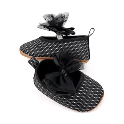 Zapatos de cuna con lazo para niñas – Suela antideslizante suave