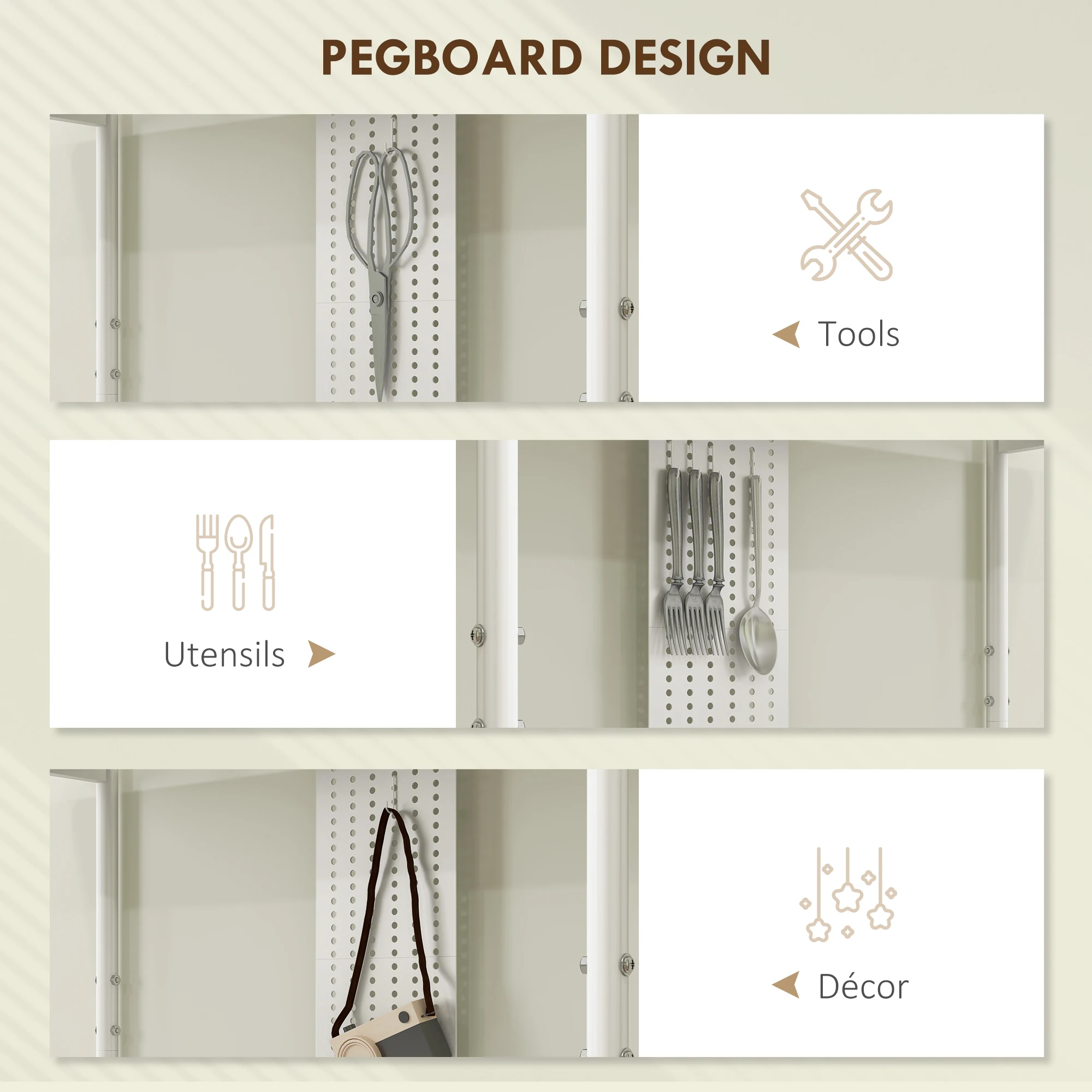 HOMCOM Estantería de 4 Niveles Estantería Librería con Panel Perforado y Marco Metálico Estantería Estrecha para Sala de Estar Estudio Dormitorio Oficina Blanco - imagen 4