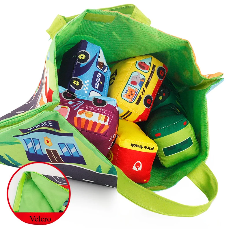 Coche juguete Montessori bebé suave – Mapa libro tela sensorial - imagen 4