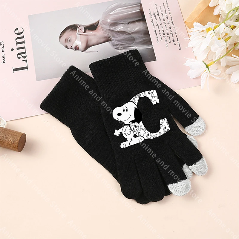 Guantes de 7,48 pulgadas para adultos Snoopys hombre mujer dibujos animados Anime carta pantalla guantes invierno cálido Anime moda nuevos regalos lindos de cumpleaños - imagen 3