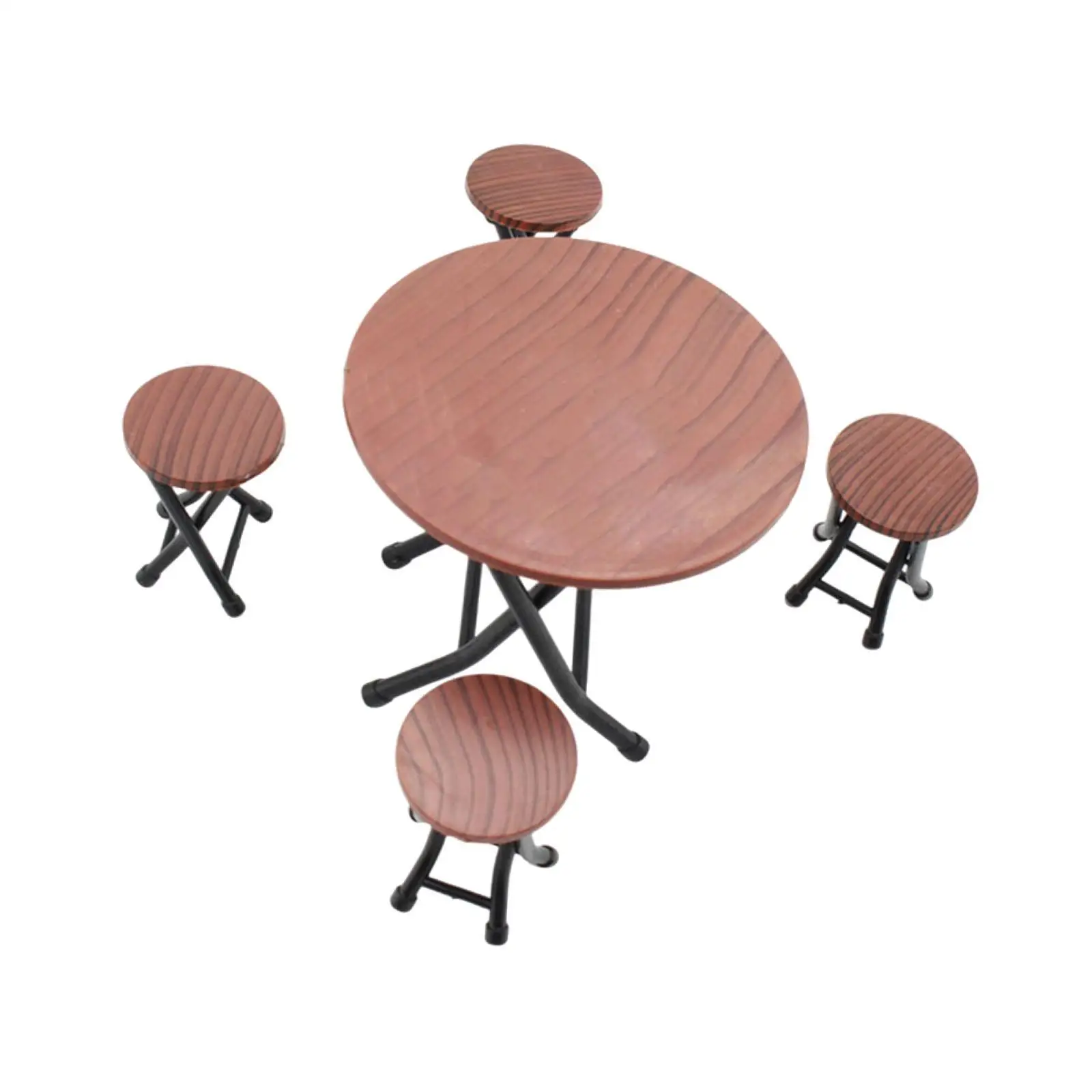 1:12 Scale Dollhouse Desk Chair Simulation Life Scene Dining Round Table Set