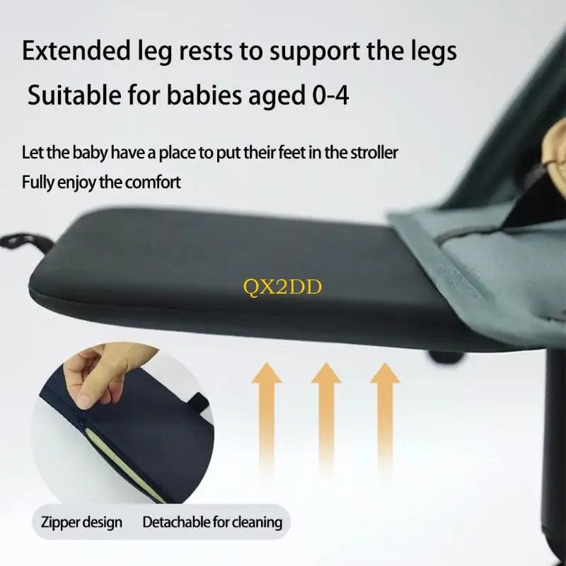 QX2D Instalación rápida Carrollers para bebés Extensión reposapiés 30x30cm Descanso piernas expandibles Diseño amplia - imagen 5