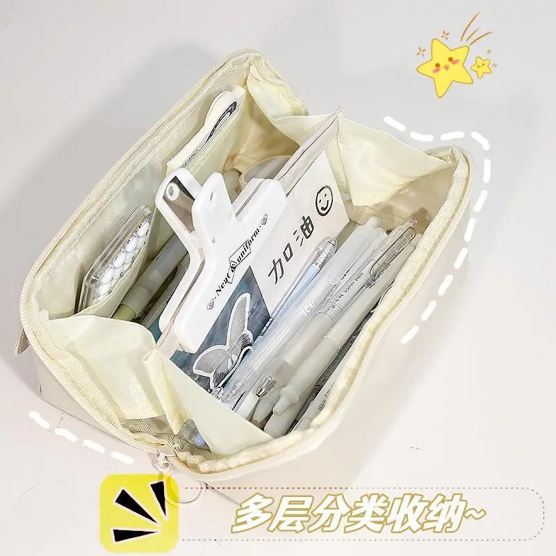 Estuche para lápices de gran capacidad INS, sencillo, para estudiantes de escuela, nuevo almacenamiento, papelería, bolsa para lápices, suministros para oficina y escuela - imagen 4