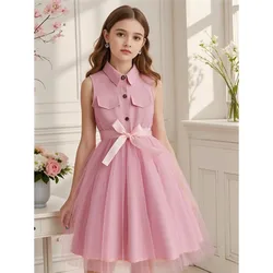 Vestido sin mangas caqui para niña adolescente – estilo princesa
