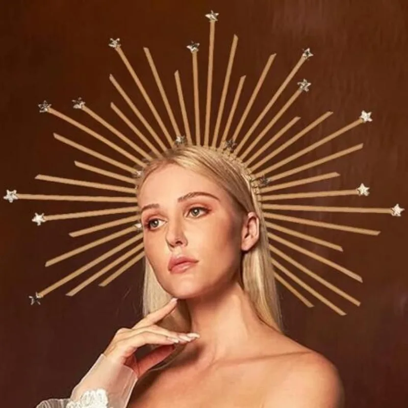 Star Queen Aureola diadema estrellas brillantes gótica Halloween - imagen 3