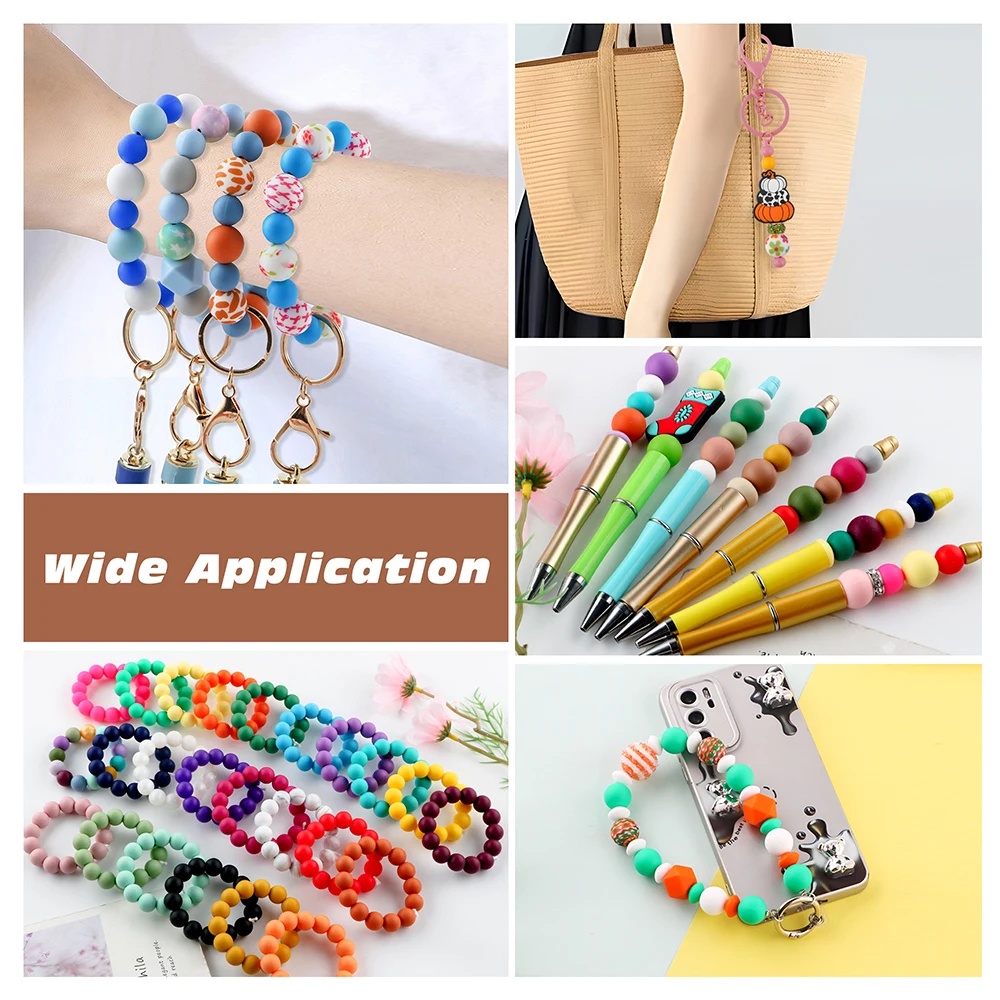 Kovict 100 Uds cuentas de silicona 9mm cuentas redondas de perlas para fabricación de joyería DIY pulsera collar Etc. accesorios de productos hechos a mano - imagen 5