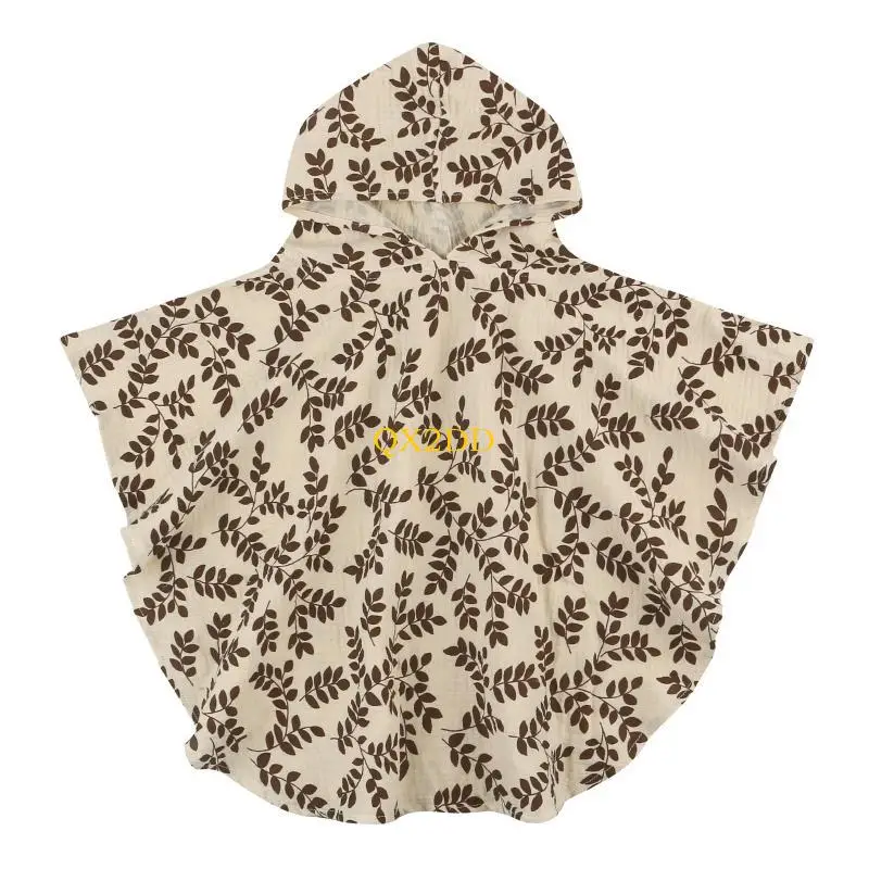 Toalla con capucha de algodón para niños pequeños – Estampado floral - imagen 5