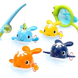 Juego de pesca baño con ballenas nadadoras y caña para niños
