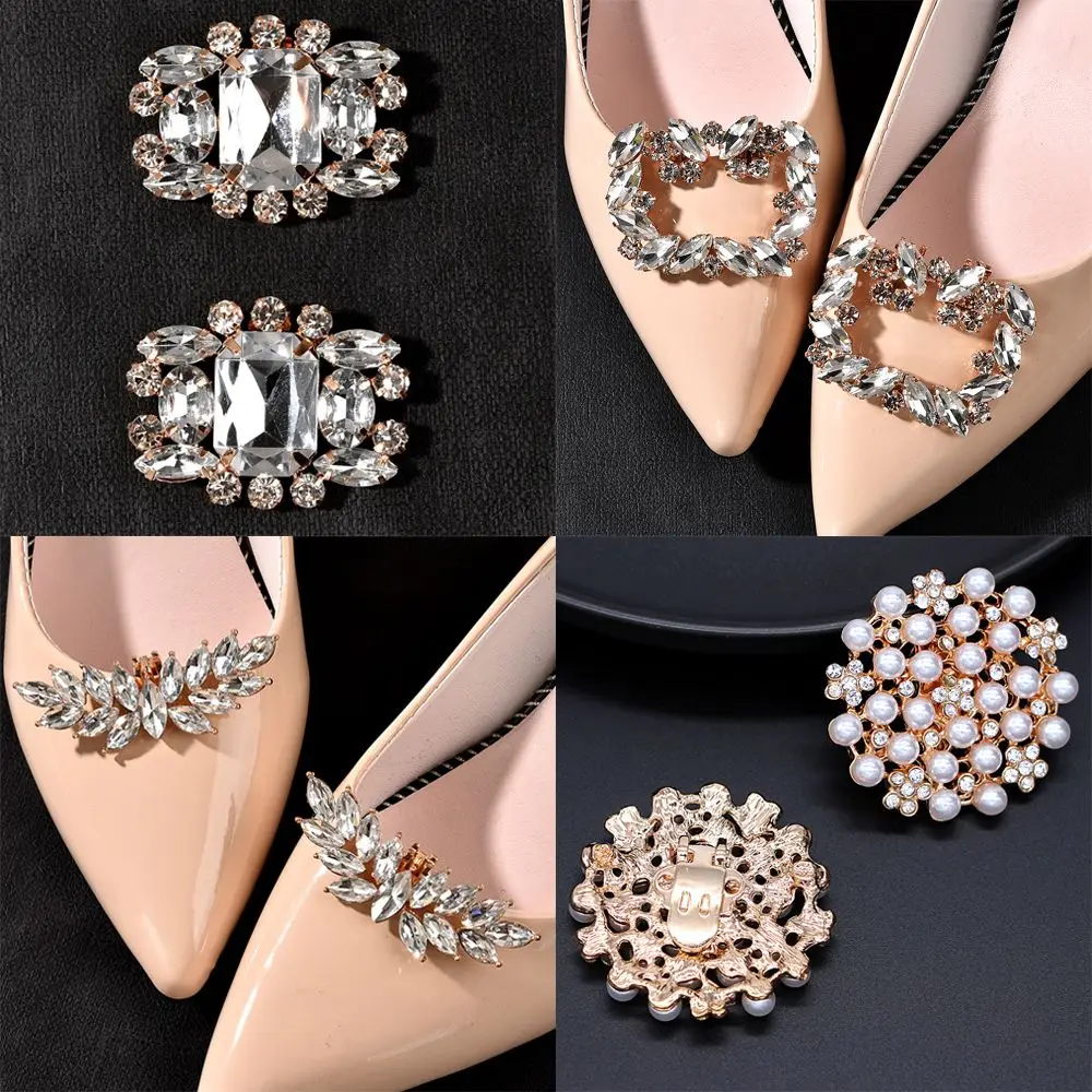 Broche decorativo para zapato de niña – Hebilla brillante cuadrada