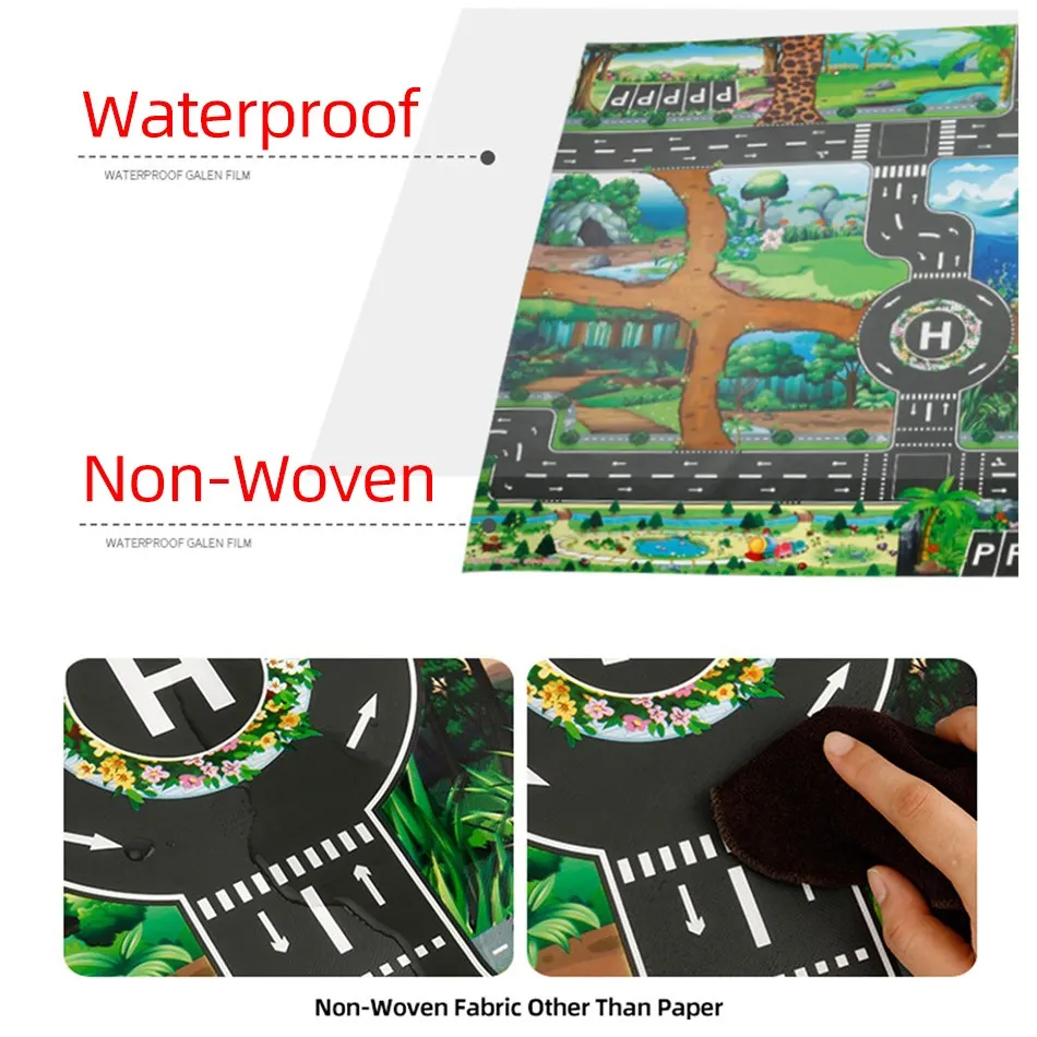 Alfombra de juego infantil 100x130 cm - mapa granja, impermeable - imagen 4