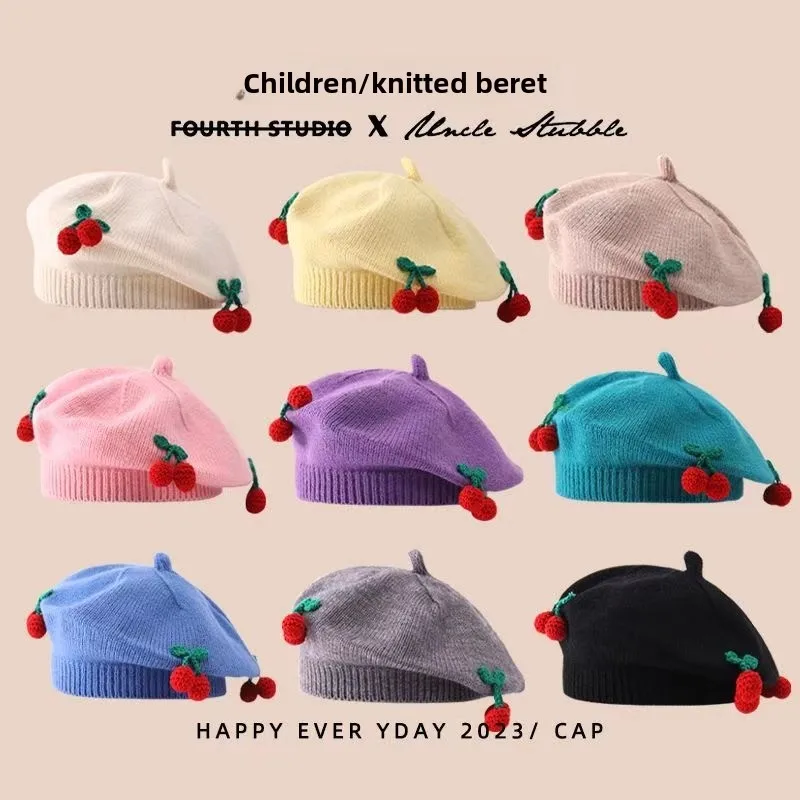 Gorro de punto con bloques de color de estilo coreano moderno: calabaza y boina para bebés, niños y niñas pequeños: otoño/invierno, para uso diario.