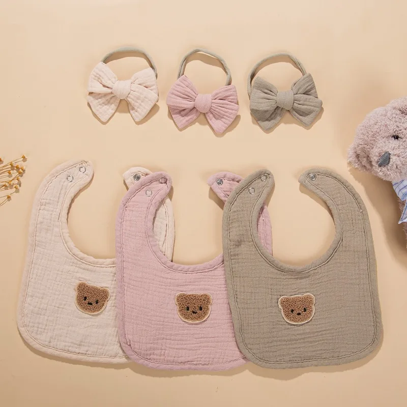Babero bandana de algodón ultraabsorbente para bebé con diadema - imagen 2