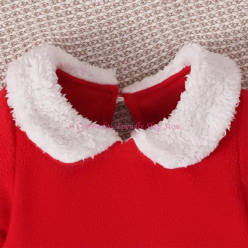 85AE Disfraz Papá Noel Navidad para bebé con sombrero, traje Festival, vestido temporada para invierno y otoño, ropa - imagen 3