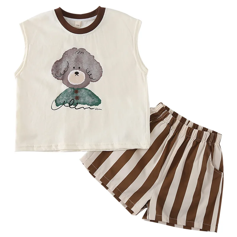 Conjunto de ropa de verano para niños, camiseta sin mangas + pantalones, 2 uds., ropa para niños - imagen 5