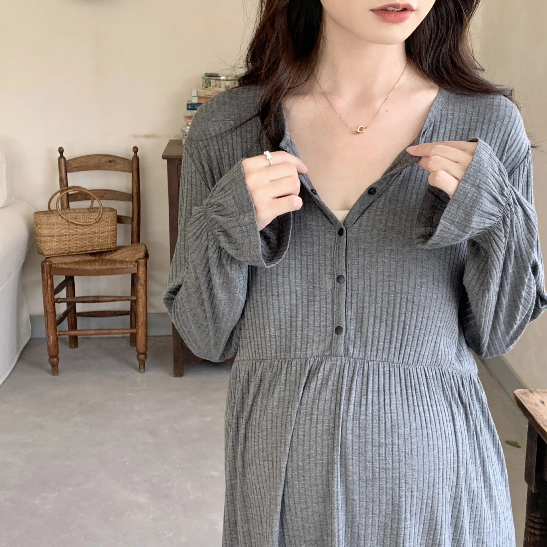 Otoño Modal manga larga maternidad enfermería conjuntos de ropa de dormir pijamas de lactancia trajes ropa para mujeres embarazadas embarazo hogar - imagen 4