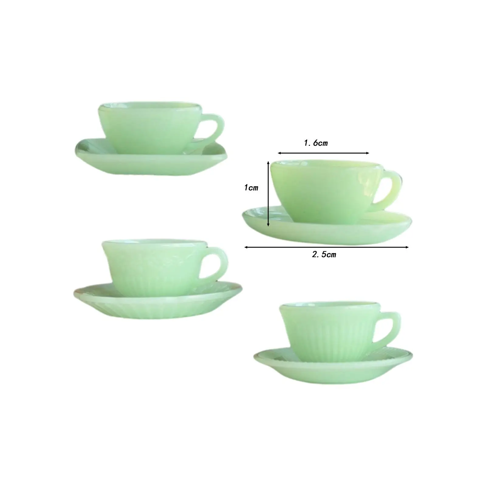 4Pcs 1:6 Mini Tea Cup and Saucers Set Life Scene Accessories Toy Furniture Toys for Bedroom Kitchen Dining Room Home Living Room