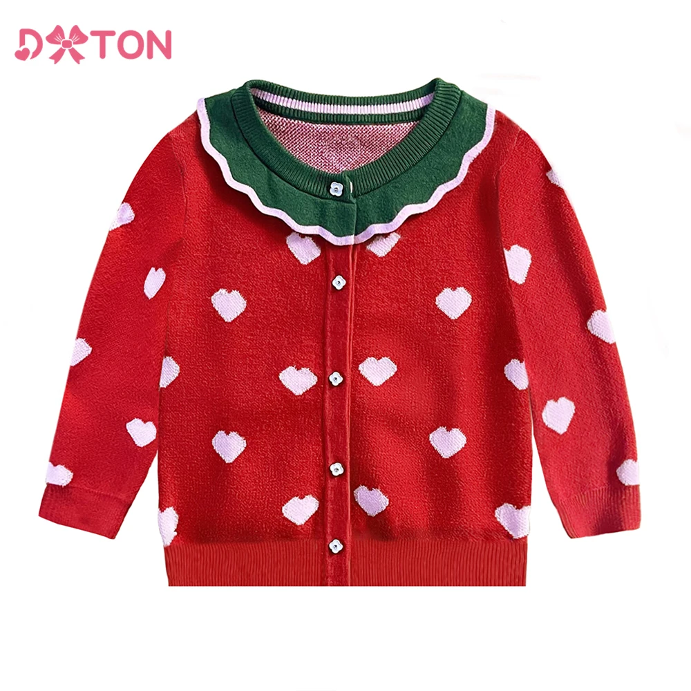 DXTON Jersey de punto corazón para niñas – Cárdigan cálido - imagen 2