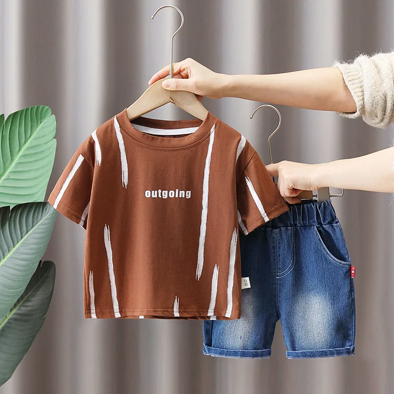 Nueva ropa de verano para bebés, traje para niños, camiseta de manga corta, pantalones cortos, 2 unids/set, trajes para niños pequeños, disfraz infantil, chándales para niños - imagen 3